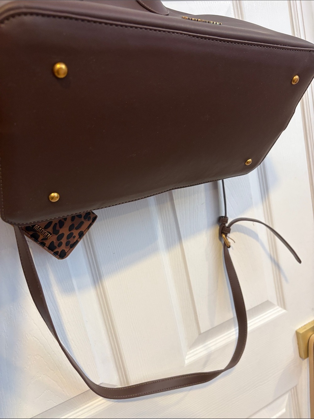 BNWT Steve Madden Chocolate Brown Satchel with Leopard Charm Wallet - Picture 8 of 9